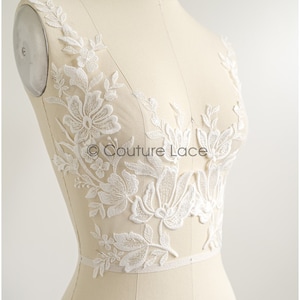 A22-269 // romantic flower lace patch/ cotton flower applique/ wedding dress lace appliqué/ bridal flower applique zdjęcie 4