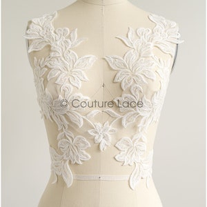 A22-271 // romantic magnolie flower lace patch/ cotton flower applique/ wedding dress lace appliqué/ bridal magnolia applique