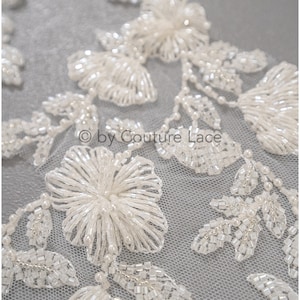 heavy beaded flower applique/ beaded bridal patch/ wedding dress lace appliqué/ bridal leaf patch applique/ A23-329