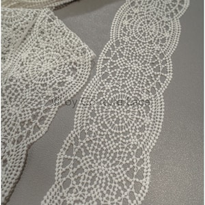 T21-124 // boho crochet lace trim, geometric guipure lace trim, offwhite lace trim, macrame lace trim