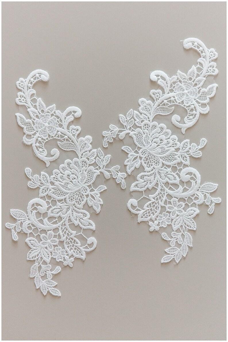Milk Silk flower lace appliqué bridal flower lace applique Etsy