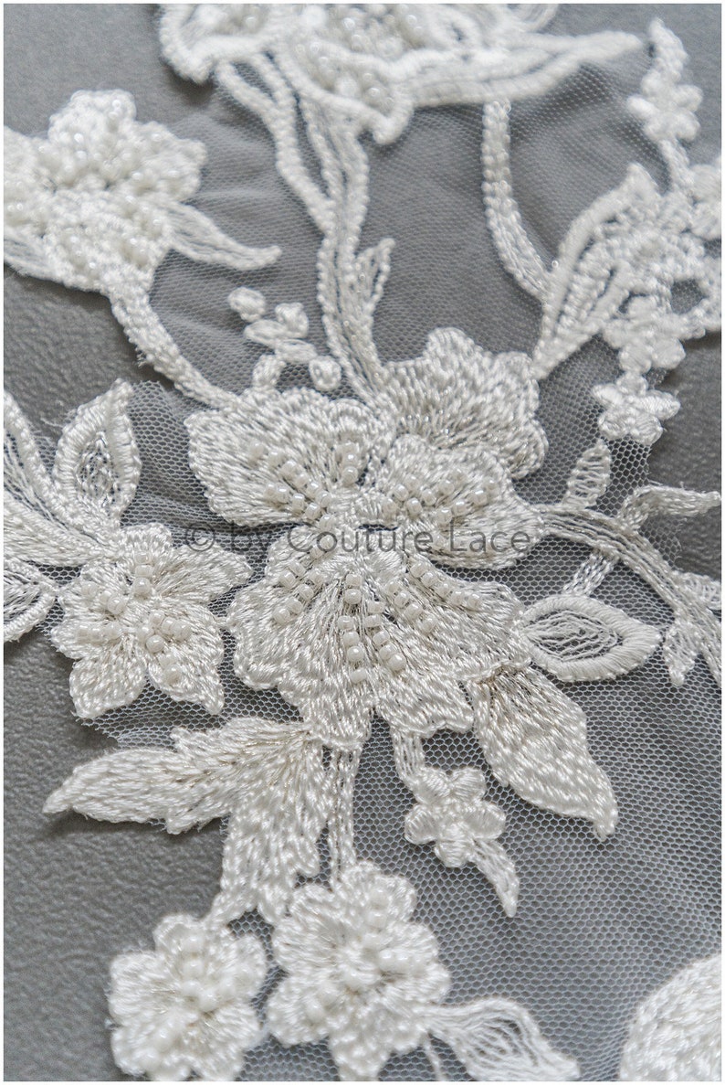 Beaded Flower lace patch Flower applique Lace flower patch Etsy