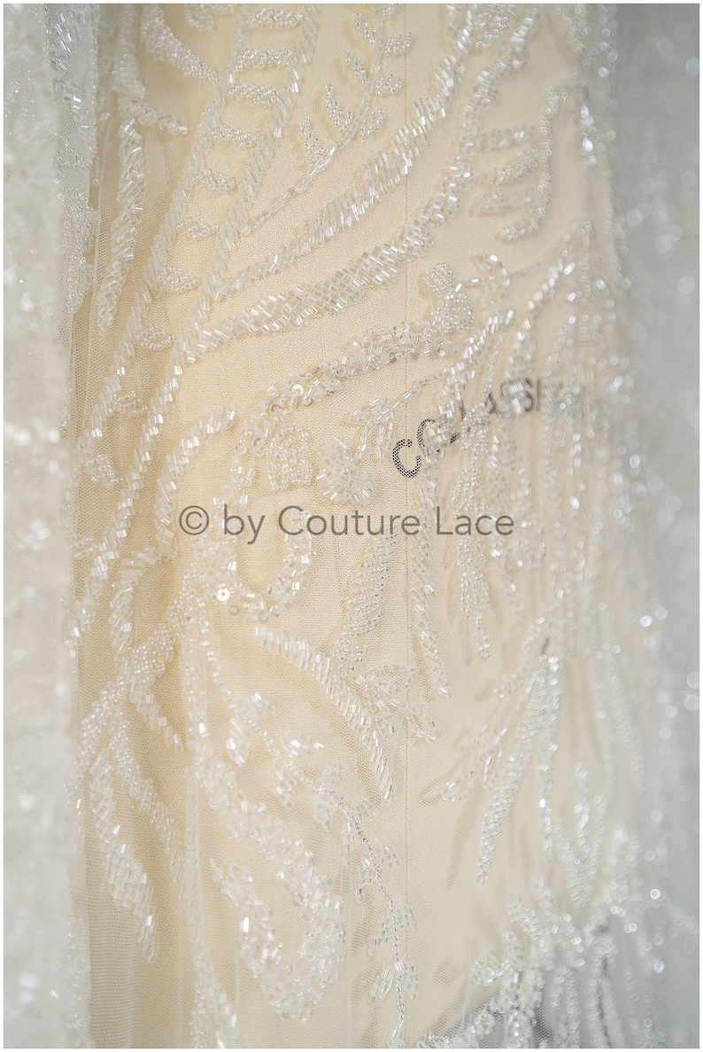 Beaded bridal lace fabric Clearance