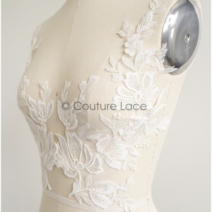 A22-269 // romantic flower lace patch/ cotton flower applique/ wedding dress lace appliqué/ bridal flower applique zdjęcie 7