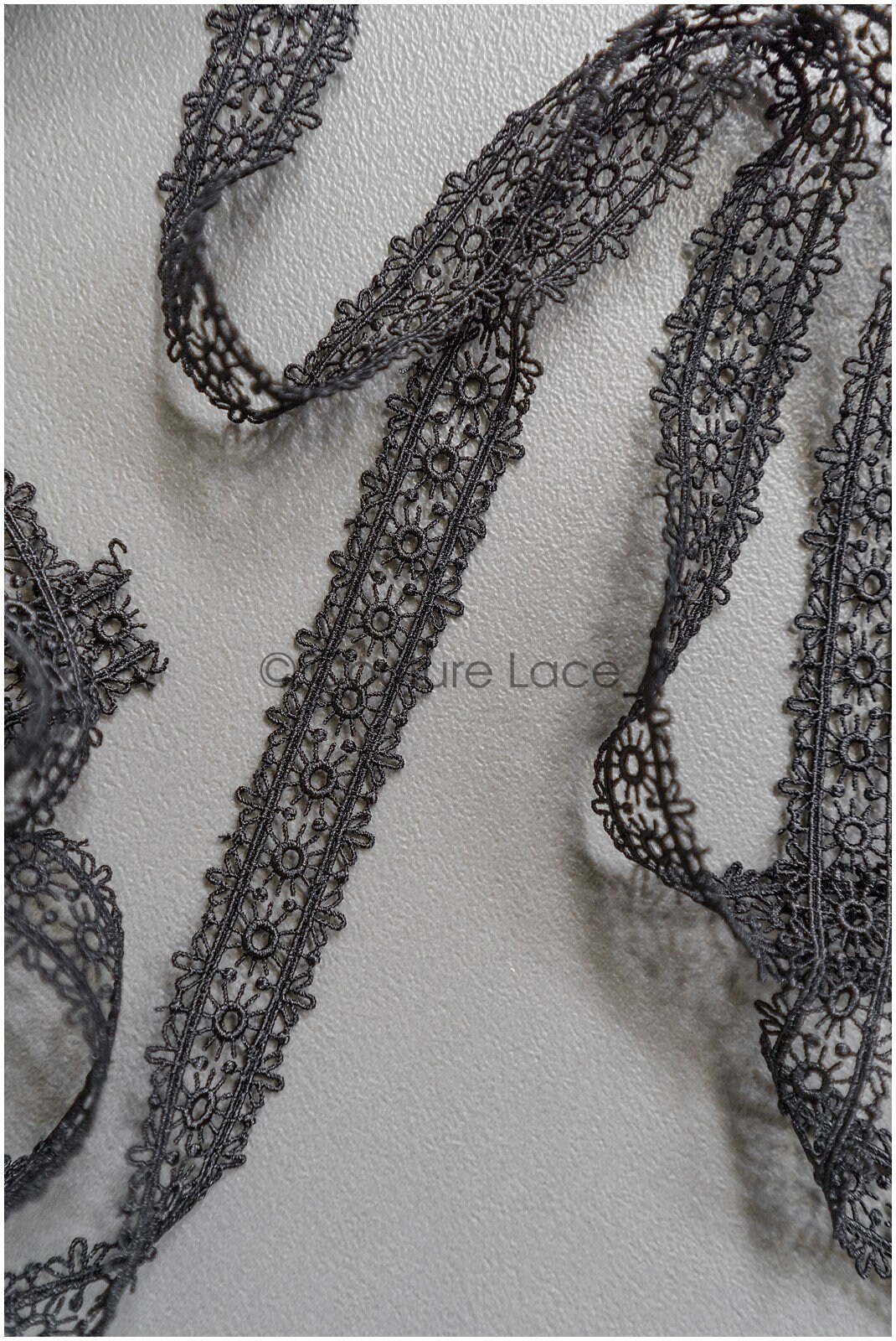 Infinite Diamonds in Black. Crochet Lace Fabric. WV-150-BLK – Boho