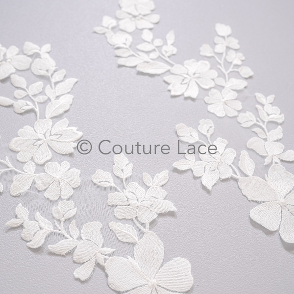 wedding flower applique/ flower lace patch/ romantic dress lace appliqué/ bridal leaf patch applique// A23-360