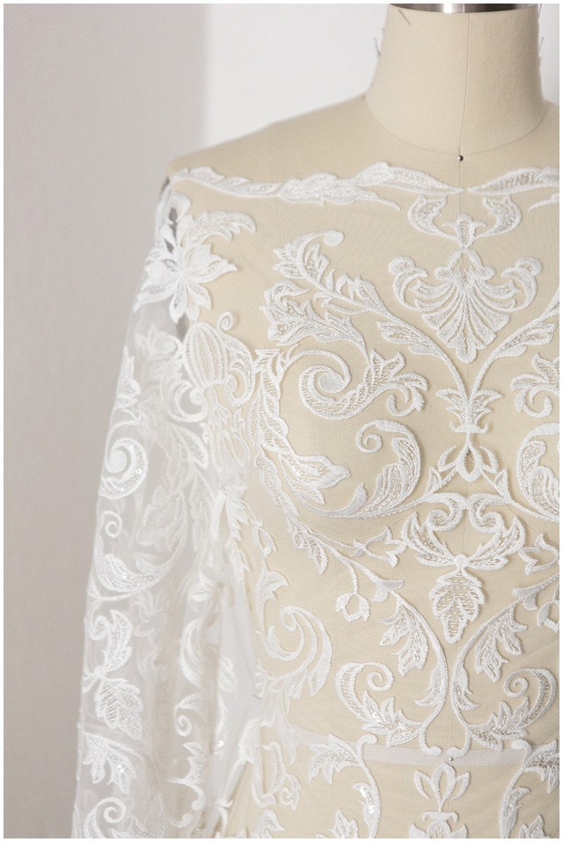 T17-008 // Embroidered guipure look Lace trim, Bridal Lace trim, Bridal Bolero Lace, Soft Lace Trim, Wedding dress lace, Berta Bridal Lace image 9