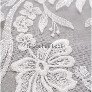 A22-269 // romantic flower lace patch/ cotton flower applique/ wedding dress lace appliqué/ bridal flower applique zdjęcie 6