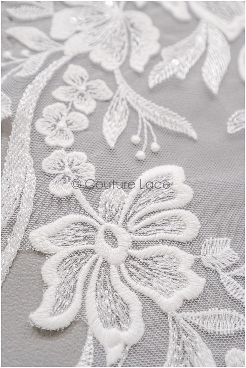 A22-269 // romantic flower lace patch/ cotton flower applique/ wedding dress lace appliqué/ bridal flower applique zdjęcie 6