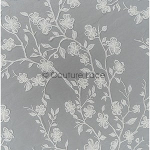 L21-119 // Blossom lace fabric, cotton bridal lace fabric, blossom bridal lace, blossom flower lace, bridal blossom lace, spring flower lace