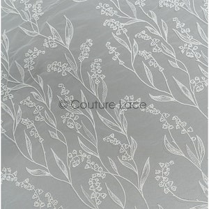 L21-077 // lily of the valley lace fabric, embroidered lily of the valley lace, soft lily of the valley lace fabric, bridal lace fabric