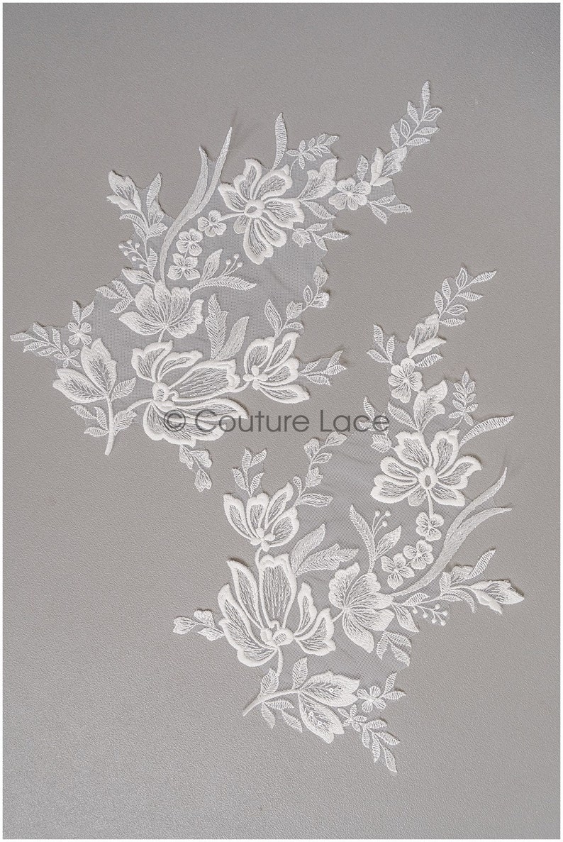 A22-269 // romantic flower lace patch/ cotton flower applique/ wedding dress lace appliqué/ bridal flower applique zdjęcie 2