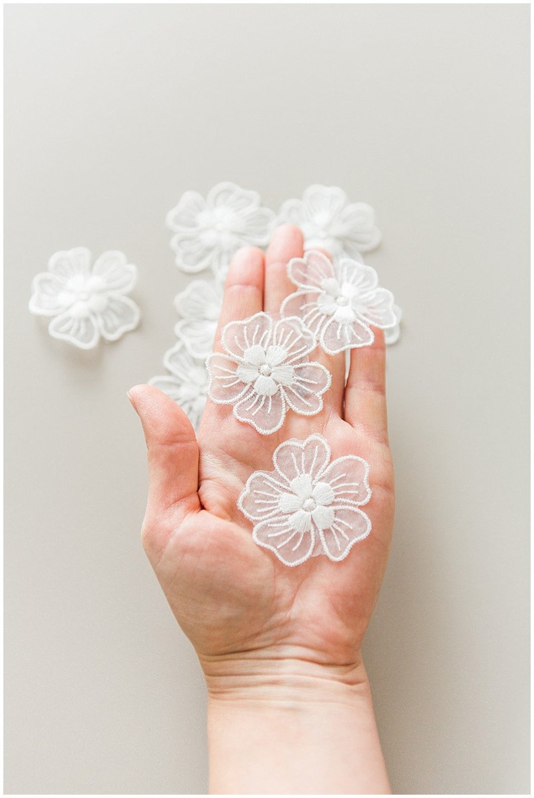 A17-143-C // 10pc. Lace Flowers, Sew on 3D Flower, 3D Flower Lace