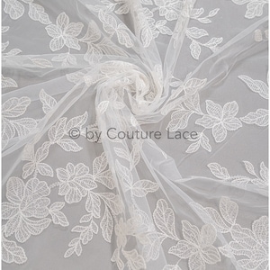 L20-336 // Romantic leaf design lace fabric, leaf lace, pallas couture lace fabric, floral leaf lace