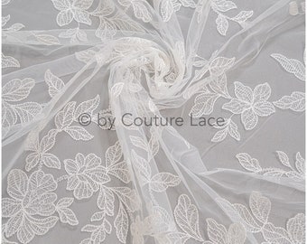 L20-336 // Romantic leaf design lace fabric, leaf lace, pallas couture lace fabric, floral leaf lace