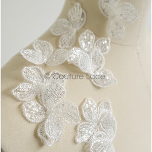 A22-254 // 10pc. lace flowers, Sew on 3D flowers, 3D flowers lace appliqué, 3d lace flower, weddingdress lace appliqué, bridal 3D applique