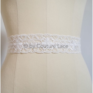 T20-084 // Cotton Bridal Lace trim, Wedding lace trim, Bolero lace, bridal lace belt, elegant bridal lace trim, lace embroidery, Bridal sash