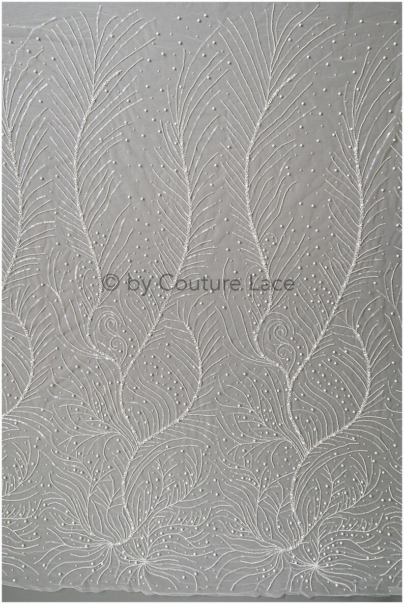 L19-285 Beaded bridal lace fabric Pallas couture weddingdress lace with beads Handbeaded stripe and stars lace fabric for wedding dress