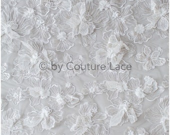 L19-225 // Amazing 3d flower lace fabric for bridal dresses, 3d lace, wedding dress lace, flower lace fabric, Galia Lahav lace Flower lace