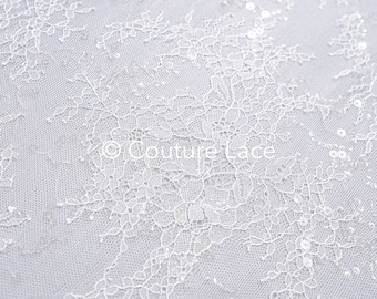 Floral bridal lace/ bridal lace material/ off-white bridal lace/ floral wedding lace/ couture lace // L24-678