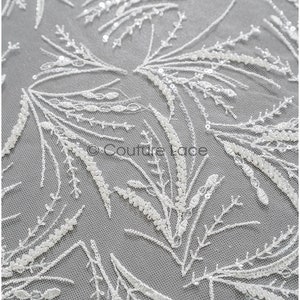 beaded bridal lace / pearl beaded lace / beaded lace fabric/ couture lace fabric // L22-446
