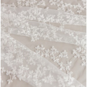 Floral bridal lace/ bridal lace material/ offwhite bridal lace/ floral wedding lace/ couture lace // L18-197