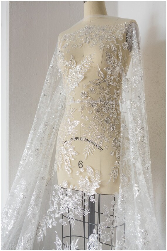 Berta Bridal Glitter Fabric Glitter Tulle Bridal Dress Etsy