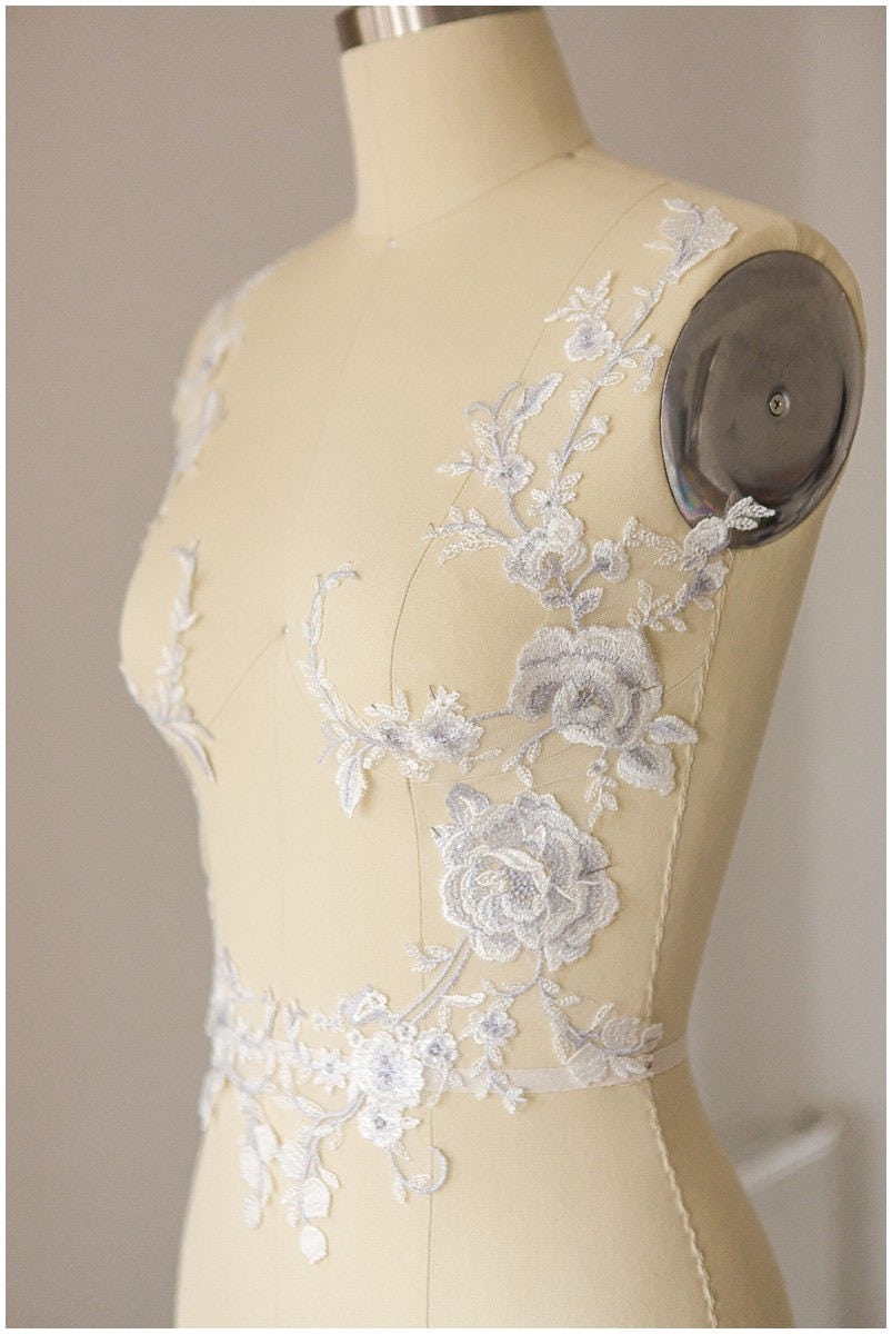 Light Grey Light Purple Blue Mirrored Wedding Dress Applique Etsy