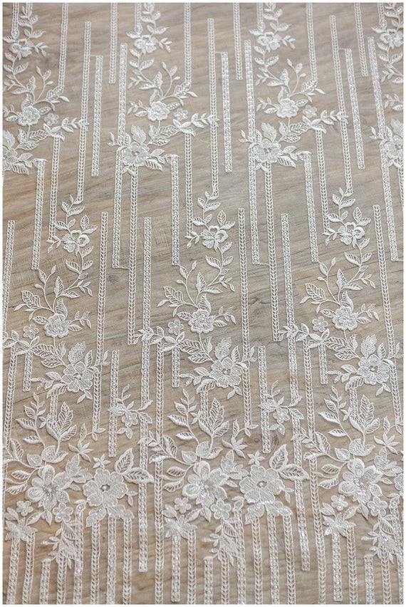 Flower lace fabric modern wedding lace fabric bridal lace | Etsy