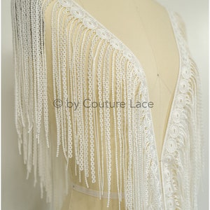 T21-140 // Fringe crochet lace trim with, geometric guipure lace trim with fringes, bridal crochet lace trim, fringe guipure lace trim