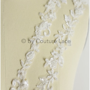 T19-068 //Handbeaded lace trim for wedding dress, embroidered lace trim for veils, soft lace border, lace border for veil, beaded laceborder