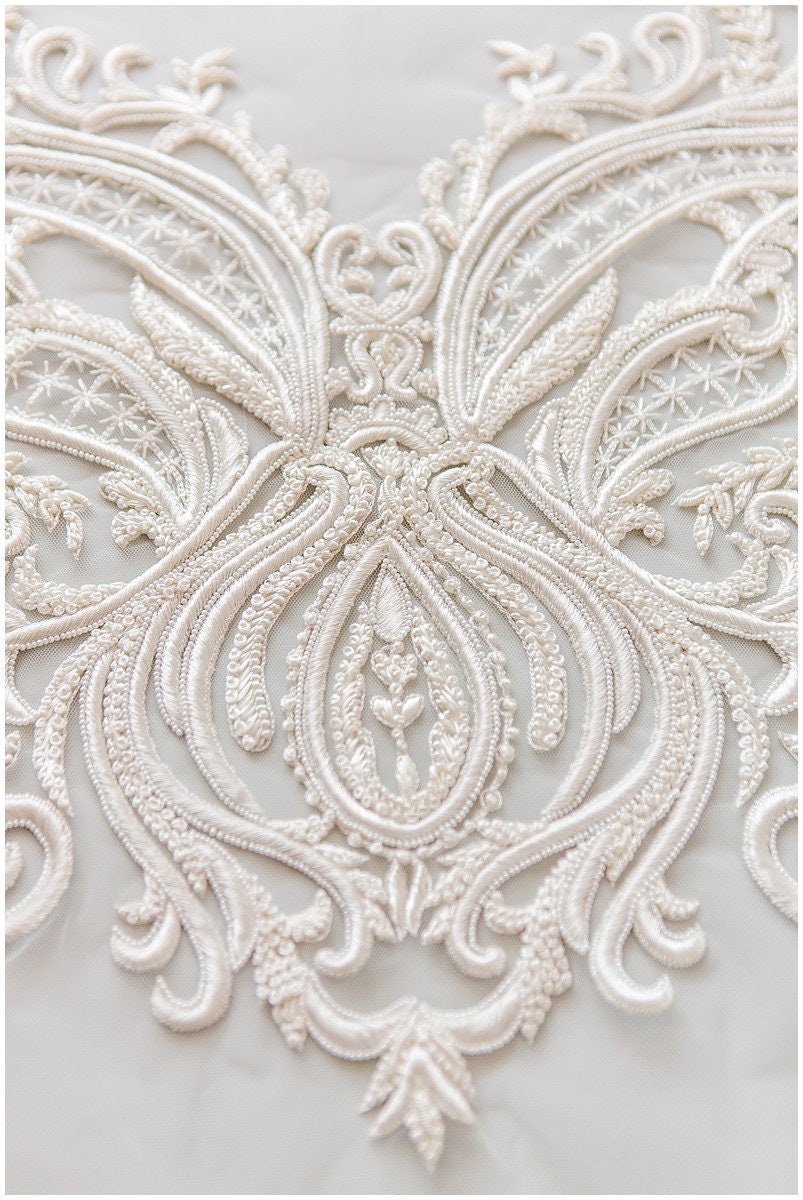 Heavy Hand Beaded Dress Panel Beautiful Hand Beaded Lace Etsy