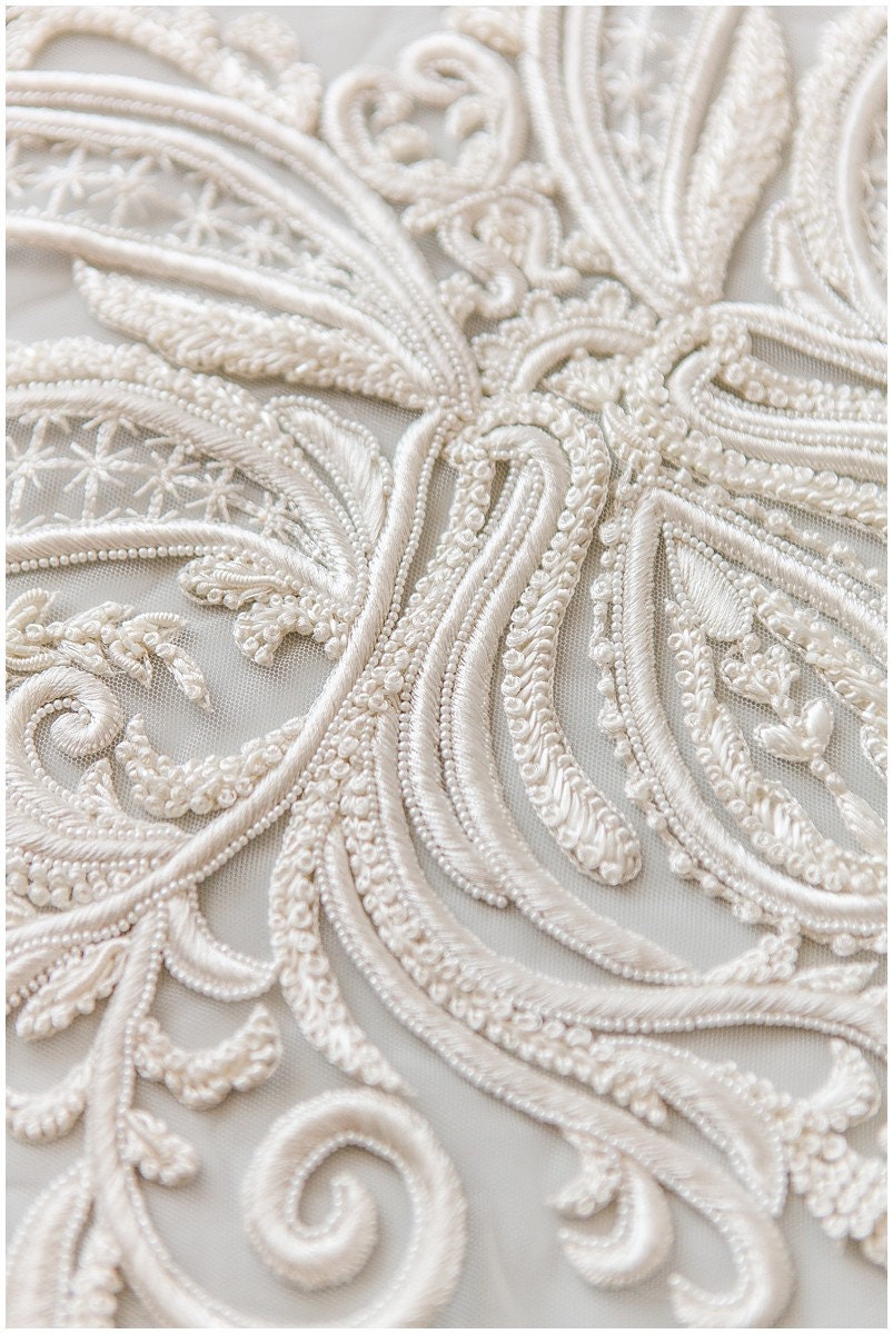 Heavy Hand Beaded Dress Panel Beautiful Hand Beaded Lace Etsy