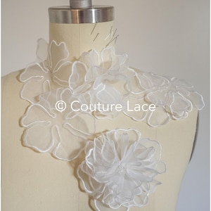 A20-191 // 20stk. Spitze Blume Aufnäher, 3D Blume Aufnäher, 3D Spitze Blume, Hochzeitskleid Spitze Applikation, Braut Spitze Blume