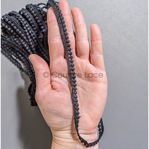 T22-162 -9yds // black boho lace trim/ dot lace trim / bridal guipure lace trim with dot/ cotton lace trim