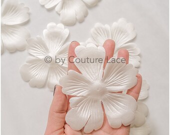 Fiori di pizzo 3D/ cuci su fiori 3D/ fiori 3D applicati in pizzo/ abiti da sposa applicati in pizzo// A24-449