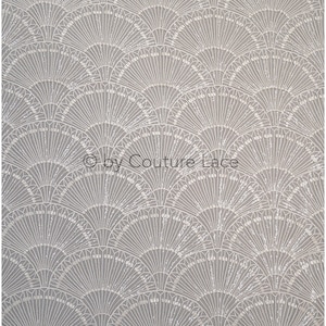 L20-333 // Artdeco bridal lace fabric, modern sequin lace fabric for bridal dresses, Off-White lace sequin mesh with translucent sequins