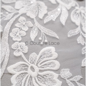 A22-269 // romantic flower lace patch/ cotton flower applique/ wedding dress lace appliqué/ bridal flower applique zdjęcie 9