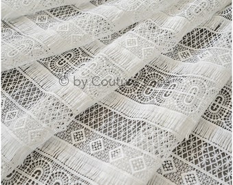 Crochet lace fabric with boho pattern for boho bride, guipure wedding dress lace/ L19-289