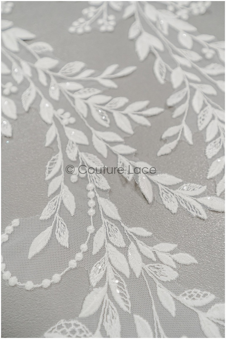 A21-218 // Floral lace appliques for bridal dress, flower lace patches, embroidered lace appliques, corded lace appliques off-white zdjęcie 5