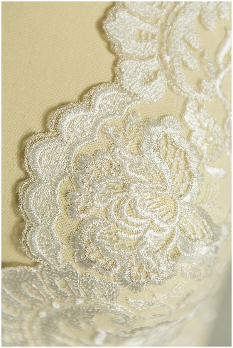 Wedding dress lace trim - Flower Lace Trim lace Applique Pair = 2 yards totall 2x mirrored IVORY SILVER Lace Trim T17-018