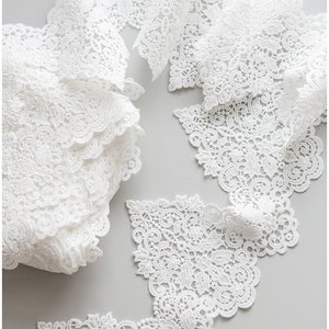 T17-057 //Milk Silk embroidered lace Trim, elegant bridal lace trim, Bridal Lace trim, Guipure look lace bridal trim, weddingdress lace trim