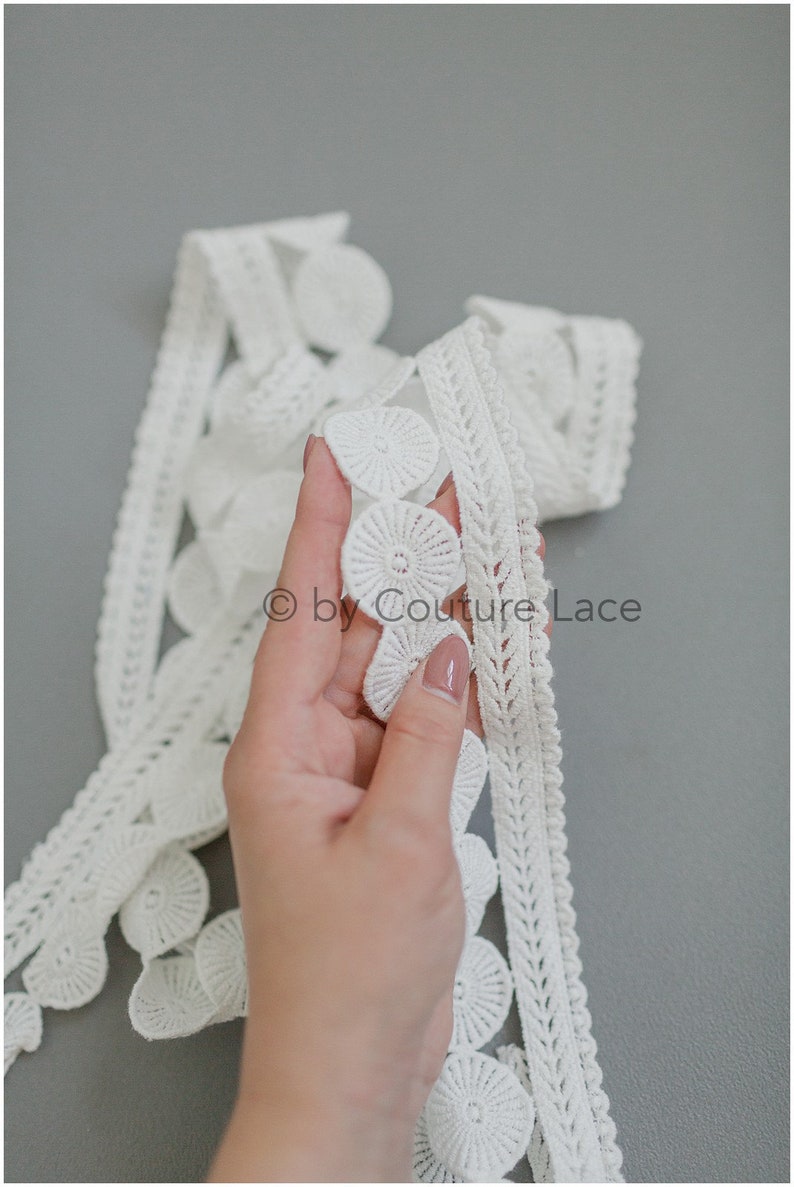 T19-079 // Guipure lace trim, Boho weddingdress lace trim, Bridal Lace trim, Crochet lace trim, Soft crochet lace Trim, veil lace trim image 5