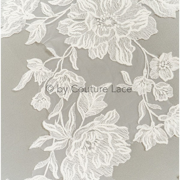 A19-189 // Soft Flower lace patch, Cotton flower applique, Lace flowerpatch, lace applique, wedding dress lace appliqué, bridal flower patch