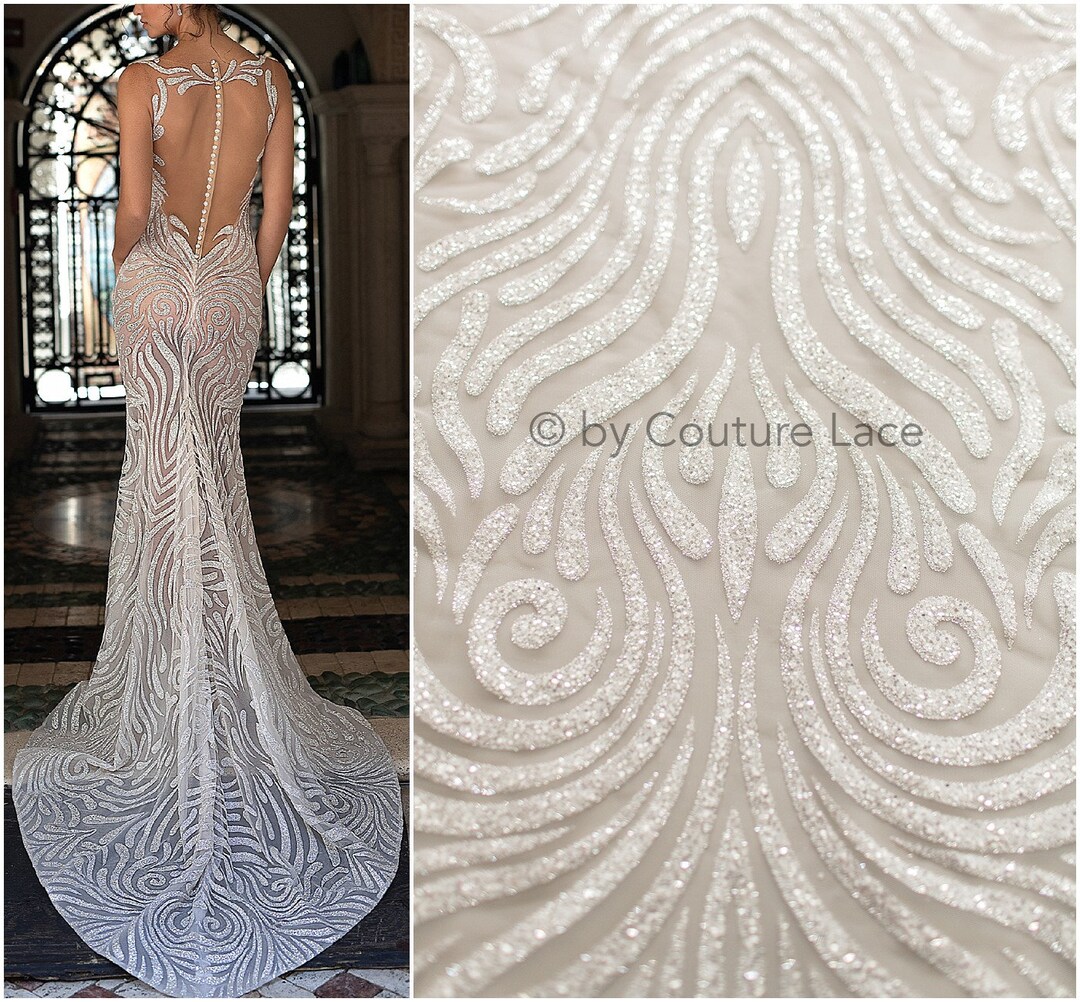 R21-022 // Shiny Glitter Tulle Fabric, Berta Bridal Glitter Mesh Fabric ...