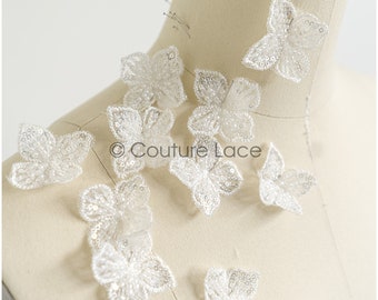 A22-253 // 10pc. lace flowers, Sew on 3D flowers, 3D flowers lace appliqué, 3d lace flower, weddingdress lace appliqué, bridal 3D applique