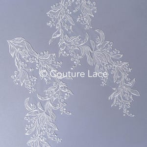 Romantic applique off-white/ bridal patch with flowers/ wedding dress lace appliqué/ bridal patch applique// A24-387