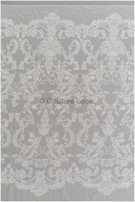 L22-307B / Royal bridal lace fabric for wedding dress, embroider mesh fabric, Royal french lace fabric, france lace