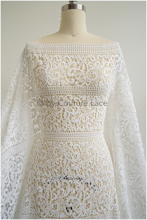 L19-289 Guipure boho bridal lace Boho weddingdress fabrics bridal boho lace fabric vintage bridal lace Crochet lace fabric