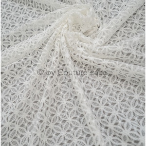 L20-388 // Geometric guipure lace, crochet lace fabric, boho lace fabric, soft french lace, macrame lace fabric, bridal lace fabric